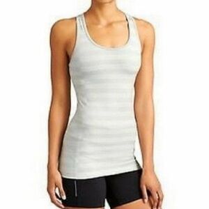 NWT Athleta Rev Up Stripe Tank Gray Size Large Workout